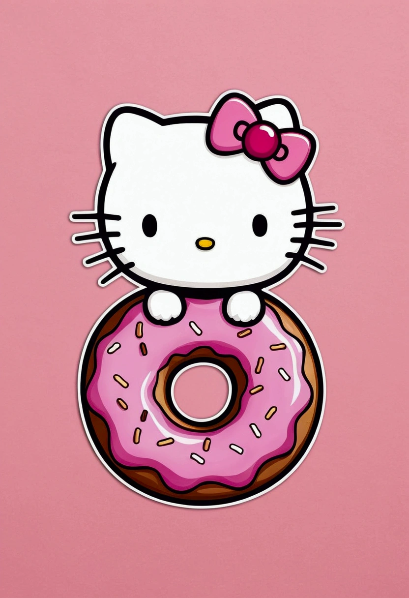 Adesivo da Hello kitty com um donut