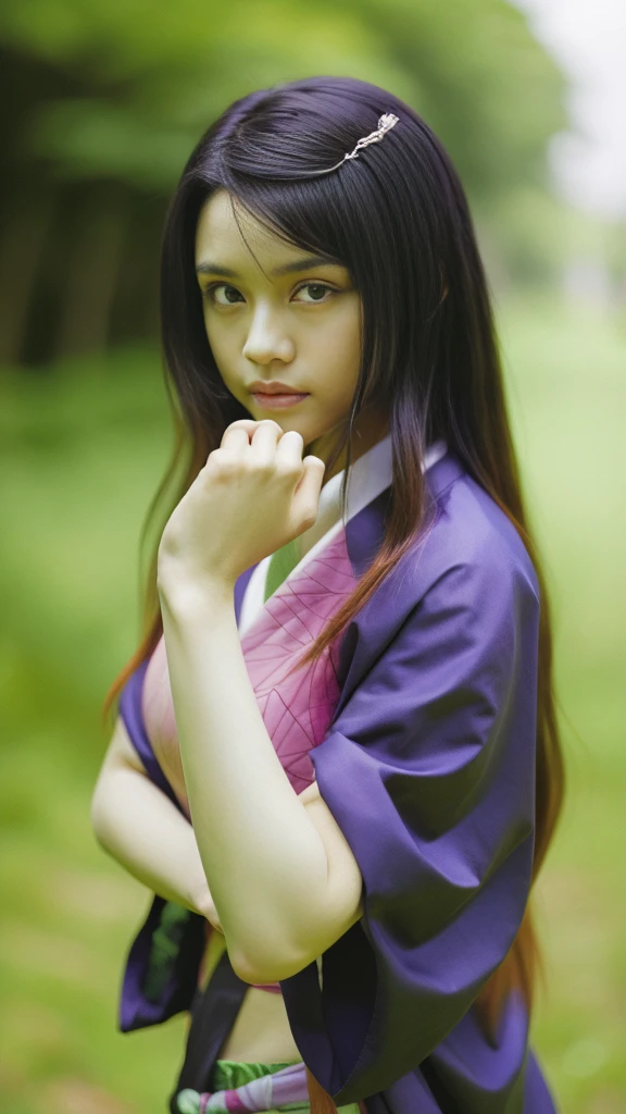 Cute Japanese woman, (16 years old), (Very cute face: 1.3), White moist skin, Looking at the camera, Melancholy expression,
BREAK,
Idol,
BREAK,
(Wearing cute kimono: 1.3), (Highly revealing kimono), Very large earrings, Short length,
BREAK,
(Fighting pose: 1.3),
BREAK,
(Long hair), (Pink hair: 1.2), (Wavy hair), (Gradient hair: 1.3), (Red hair at the ends),
BREAK,
(Realistic: 1.3), Masterpiece, Perfect lighting, (Ultra-high resolution), (8K), (Very detailed: 1.4), (From the front), (Full body: 1.4), (Symmetrical: 1.2),
BREAK,
(Shibuya city in Japan: 1.2),
BREAK,
(Demon Slayer: 1.4),
BREAK,
(Kasumi Arimura: 1.4),