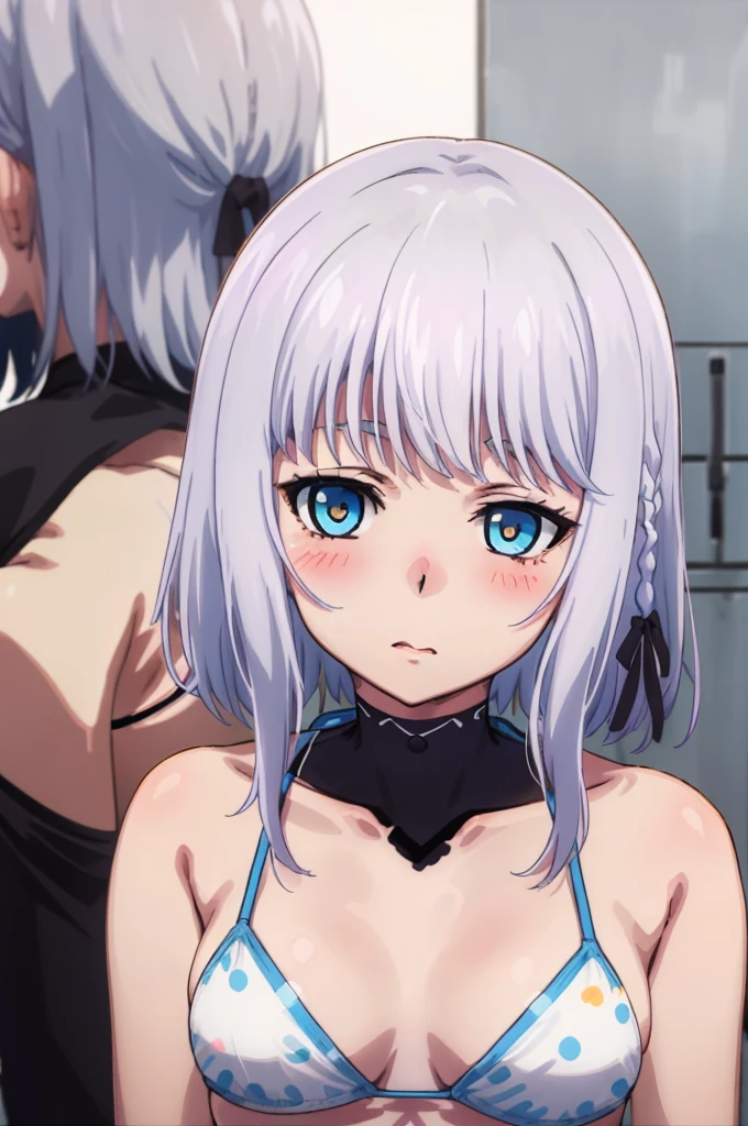 1 girl, kanon kanase, blush, medium breasts, sleeveless, 20-year-old, healthy skin. (((Three sided view))). , (bikini), ((upper_body))