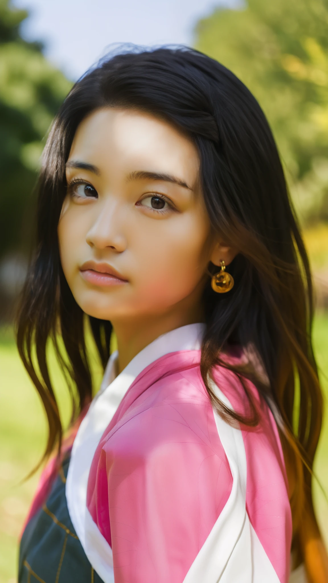 Cute Japanese woman, (16 years old), (Very cute face: 1.3), White moist skin, Looking at the camera, Melancholy expression,
BREAK,
Idol,
BREAK,
(Wearing cute kimono: 1.3), (Highly revealing kimono), Very large earrings, Short length,
BREAK,
(Fighting pose: 1.3),
BREAK,
(Long hair), (Pink hair: 1.2), (Wavy hair), (Gradient hair: 1.3), (Red hair at the ends),
BREAK,
(Realistic: 1.3), Masterpiece, Perfect lighting, (Ultra-high resolution), (8K), (Very detailed: 1.4), (From the front), (Full body: 1.4), (Symmetrical: 1.2),
BREAK,
(Shibuya city in Japan: 1.2),
BREAK,
(Demon Slayer: 1.4),
BREAK,
(Kasumi Arimura: 1.4),