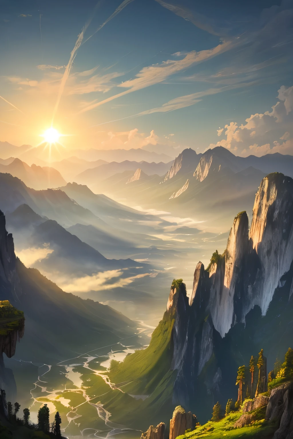 landscape,sun,Yueshan,masterpiece,hope,Positive,beautiful,High resolution, High resolution, 8k, masterpiece2:1,