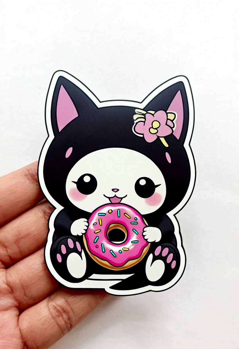 Kuromi sticker with a donut