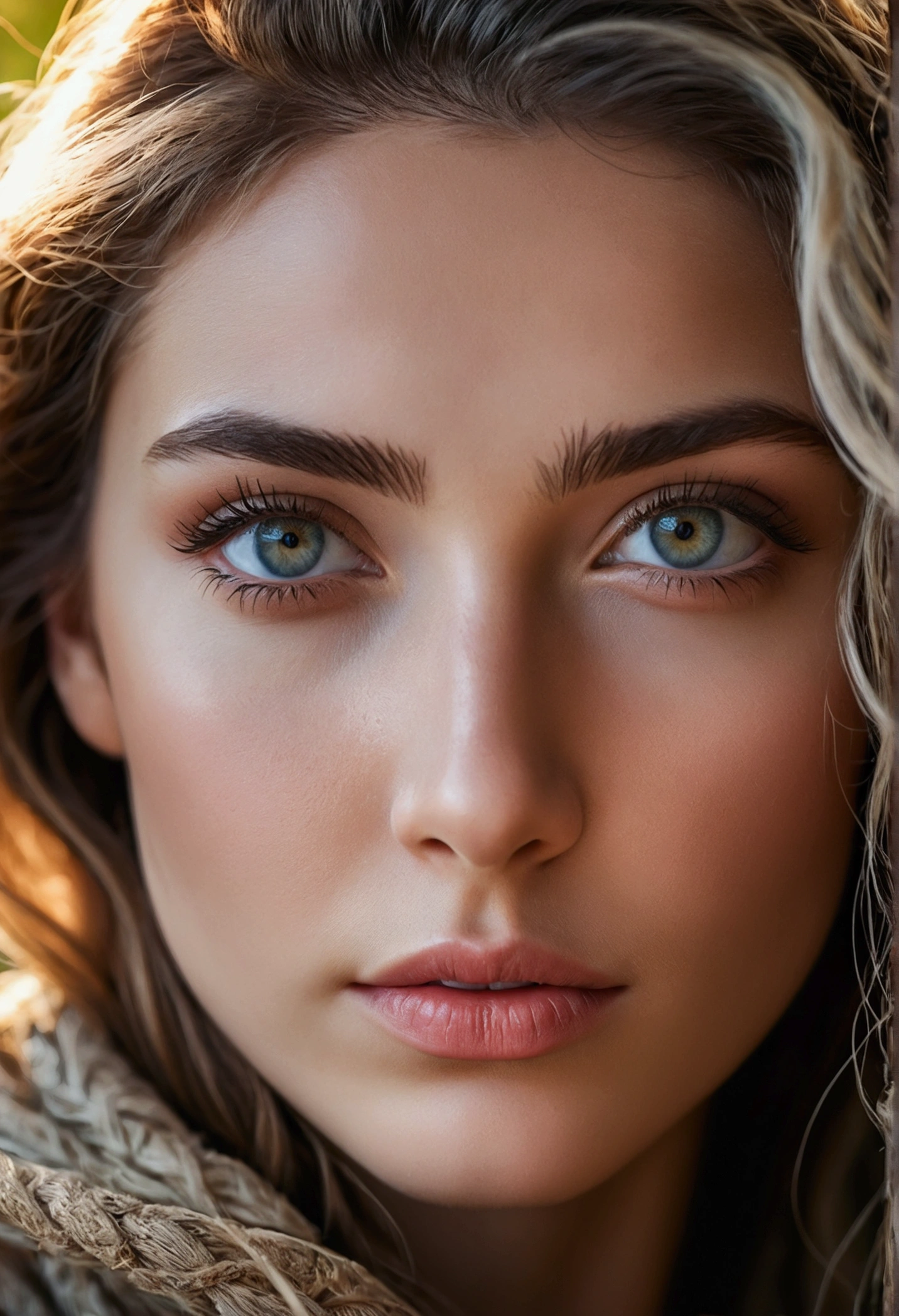 raw photography, photography, realistic, Vivid 8K photos of women in nature, Ultra details, exquisite details, incredible light, exquisite details beautiful eyes, Fine skin, depth of field, gray eyes