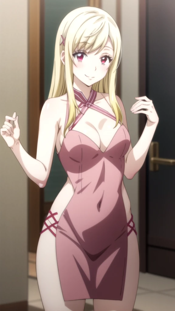 Anime image Una mujer con cabello largo y un vestido negro posando para una foto., cara sexy with full makeup, amoranto, better known as amoranto, Violeta Myers, cara sexy, young beautiful amoranto, mirada sexy, mirada sexy at the camera, bella delfina, angelablanca, cindy avelino, ayahausca, 1 8 son Yamada mocking smile_yellow, 1chica , by rubio, alone, wide, hair ornament, , smile, bow, red eyes my dress darling anime, beautiful seductress anime anime