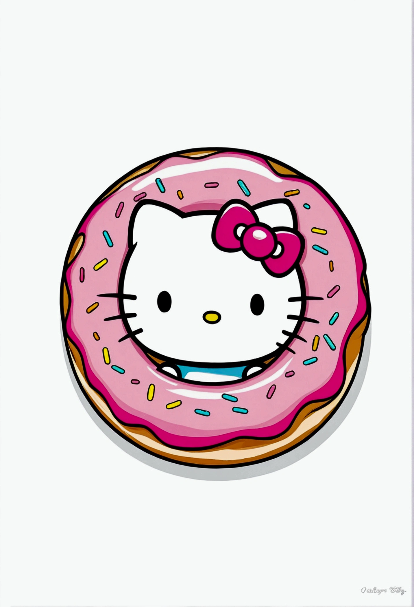 Adesivo da Hello kitty com um donut, White background