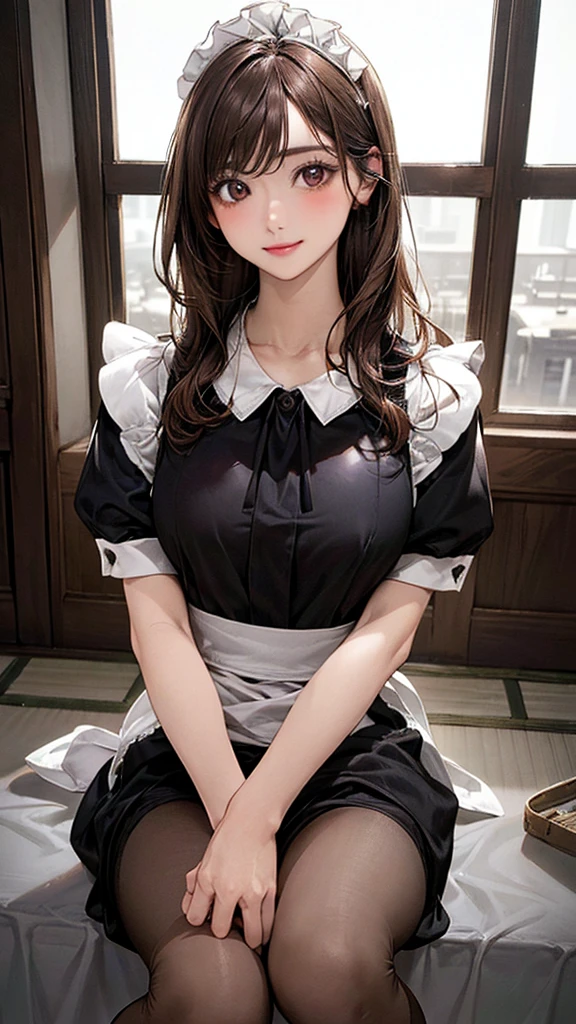 (masterpiece:1.2, Highest quality), (Realistic, photoRealistic:1.4), Beautiful illustrations, (Natural Side Lighting, Cinema Lighting), Browsing Caution, 
View your viewers, Cowboy Shot, View from below:0.6, 1 girl, Japanese, high school girl, Perfect Face, cute and symmetrical face, Glowing Skin, 
(Mid-length hair:0.7, Straight Hair:1.2, Light brown hair), Pin your bangs back, Brown eyes, Long eyelashes, (Large Breasts:1.2, Captivating thighs), 
Beautiful Hair, Beautiful Face, Beautiful attention to detail, Beautiful clavicle, Beautiful body, Beautiful breasts, Beautiful thighs, Beautiful feet, Beautiful fingers, 
((Detailed cloth texture, short sleeves cute low umber color plain pattern blouse, Maid clothes)), 
(Beautiful views), morning, garden, Spread your legs, (cute, Cute smile, Upward glance), (Pornographic images:1.2)