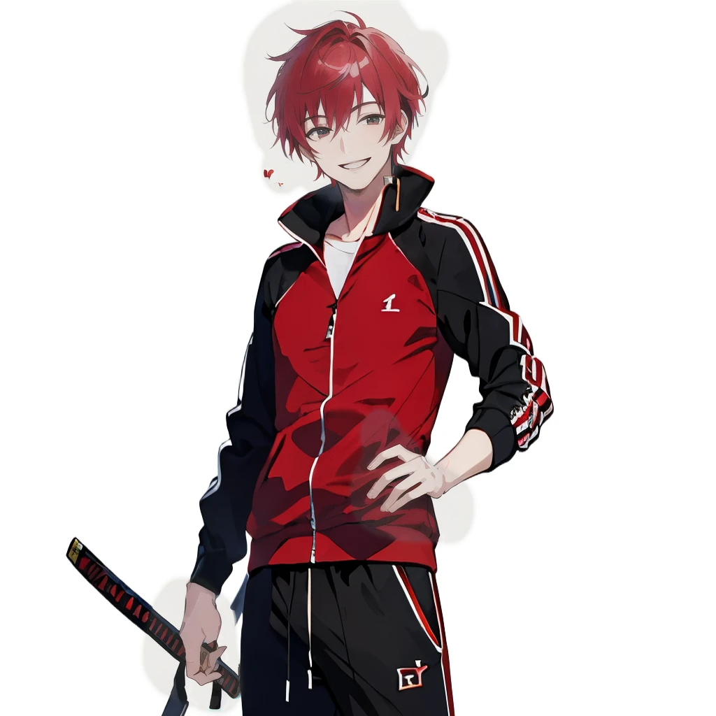 masterpiece, high quality,1 men, he is passionate man, smiling, red hair, more details