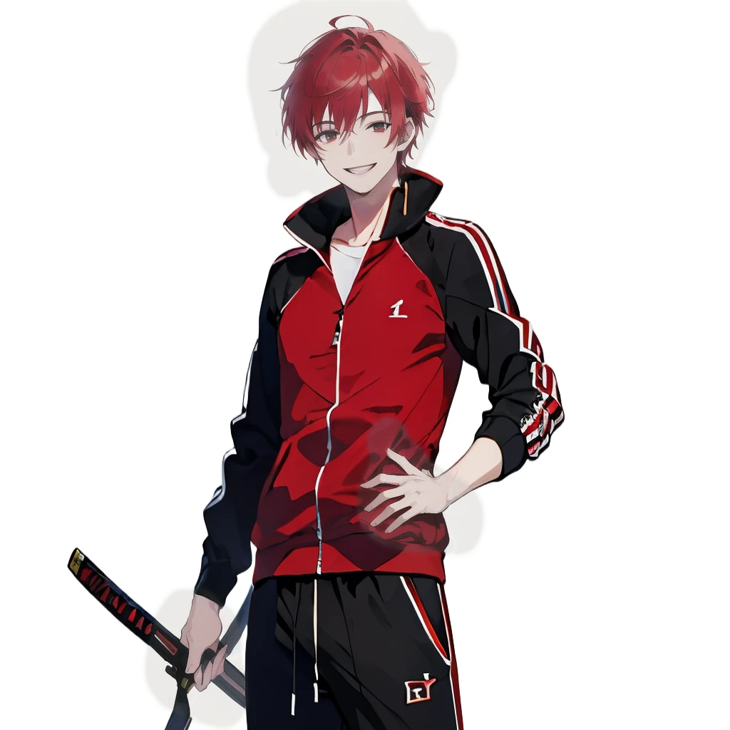 masterpiece, high quality,1 men, he is passionate man, smiling, red hair, more details