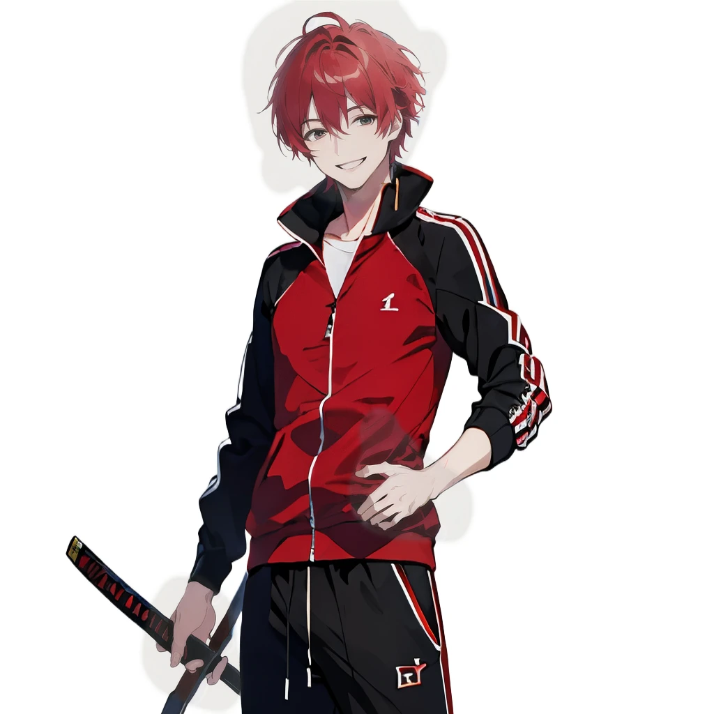 masterpiece, high quality,1 men, he is passionate man, smiling, red hair, more details