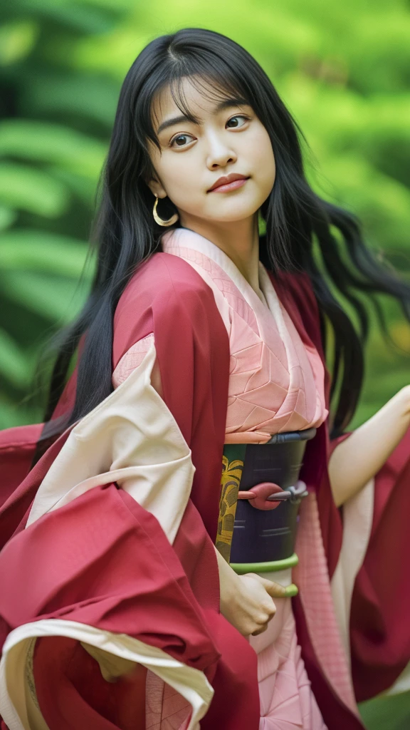 Cute Japanese woman, (16 years old), (Very cute face: 1.3), White moist skin, Looking at the camera, Melancholy expression,
BREAK,
Idol,
BREAK,
(Wearing cute kimono: 1.3), (Highly revealing kimono), Very large earrings, Short length,
BREAK,
(Fighting pose: 1.3),
BREAK,
(Long hair), (Pink hair: 1.2), (Wavy hair), (Gradient hair: 1.3), (Red hair at the ends),
BREAK,
(Realistic: 1.3), Masterpiece, Perfect lighting, (Ultra-high resolution), (8K), (Very detailed: 1.4), (From the front), (Full body: 1.4), (Symmetrical: 1.2),
BREAK,
(Shibuya city in Japan: 1.2),
BREAK,
(Demon Slayer: 1.4),
BREAK,
(Kasumi Arimura: 1.4),