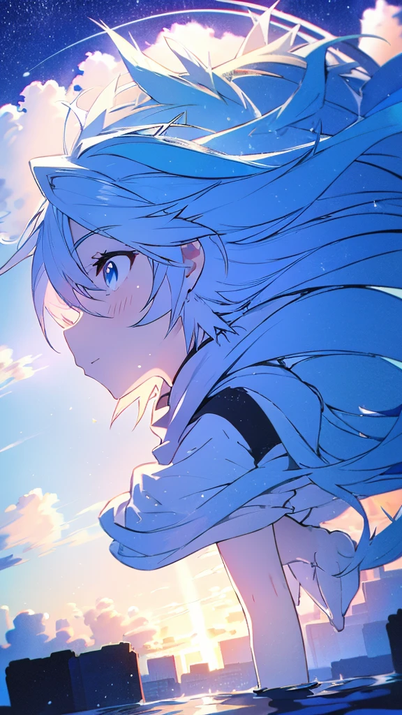 Seven-doppelganger shot,Anime style 4K,High quality anime art style,Standing painting,Splash ink background,Blue Themes、Pure white background,Buildings,Face close-up,Buildings,Moon and sun、Shining Star々,milky way,Facing forward,Clear eyes and nose,cute,beautiful,Thin legs,standing by the water, black hair, Blue eyes, girl, bob, front, cute,Long Hair,Whale flying in the blue sky,Buildings,whale,Black Hair,future,sunset,Sunset,Background center,profile,Long legs,Back view