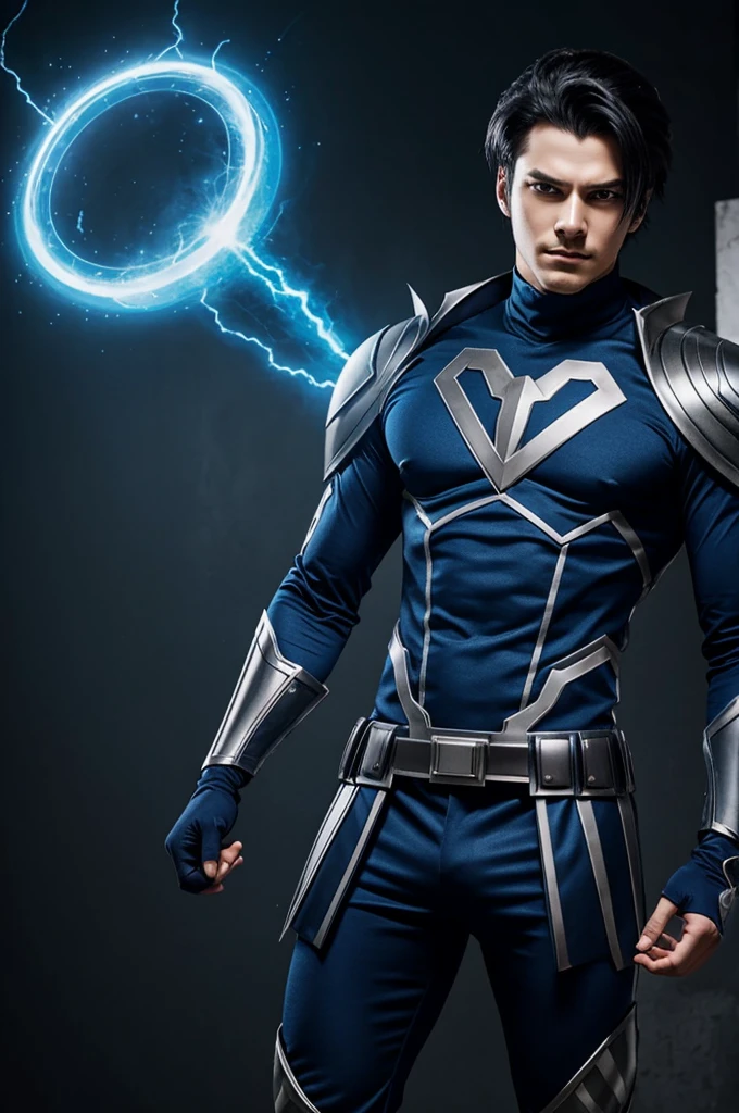 create a boku no hero villain costume with dark blue colors