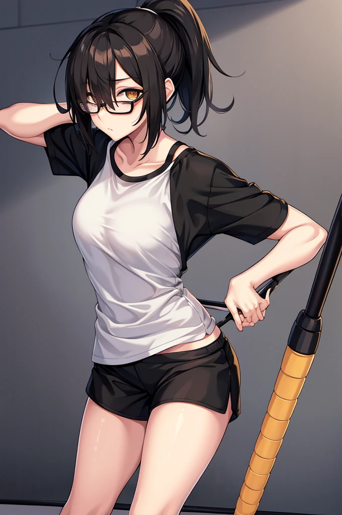 masterpiece, Highest quality,Anime Style, 1 person,(((Slender body))), (((Small eyes,Small ))),(((Baseball uniforms))),((((how)))), (Beautiful Face), (((short hair))), (((Straight hair))), ((((Black Hair)))),Beautiful skin in every detail, (Perfect hands, Perfect Anatomy)