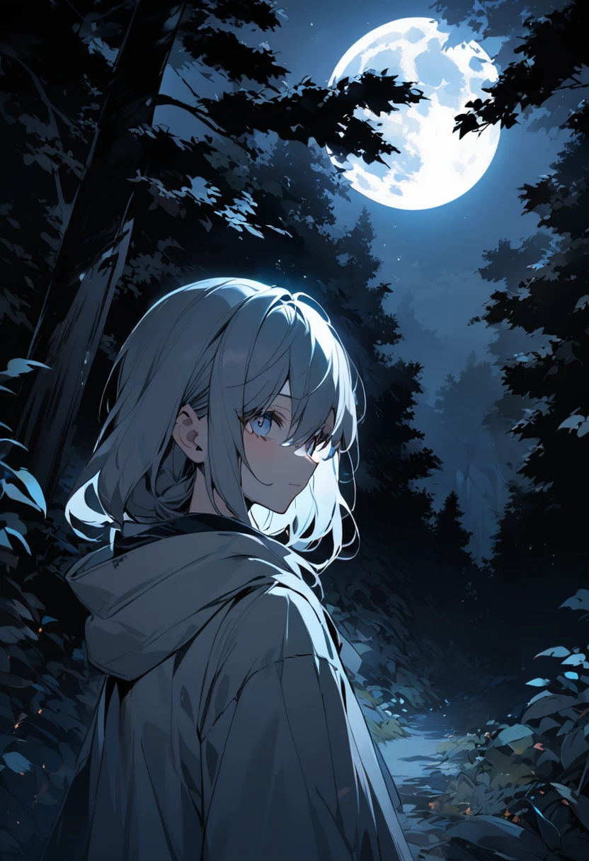 in the woods under full moon