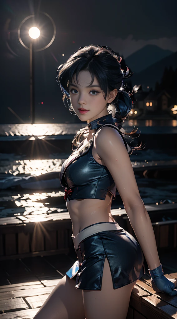 ((masterpiece,Highest quality, detailed)), Cowboy Shot, (One person:1.2), alone, (Captivating smile:1.3), chest, Are standing, View your viewers, (Ocean:1.3),(Starry Sky:1.3) ,