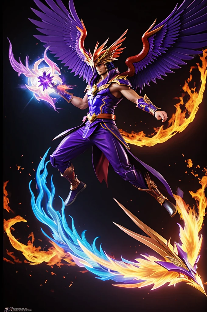 Phoenix Ikki with purple and blue fire