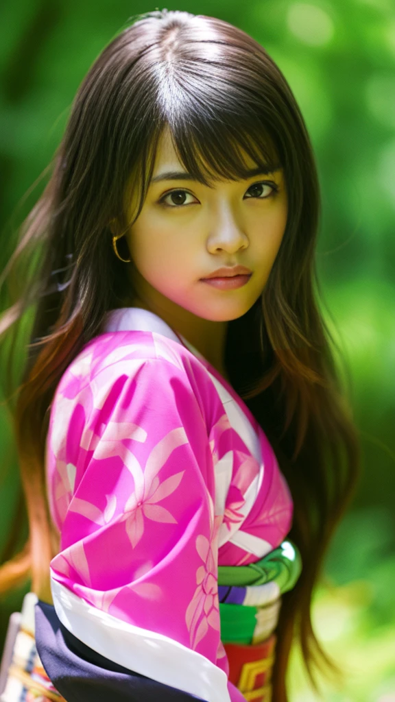 Cute Japanese woman, (16 years old), (Very cute face: 1.3), White moist skin, Looking at the camera, Melancholy expression,
BREAK,
Idol,
BREAK,
(Wearing cute kimono: 1.3), (Highly revealing kimono), Very large earrings, Short length,
BREAK,
(Fighting pose: 1.3),
BREAK,
(Long hair), (Pink hair: 1.2), (Wavy hair), (Gradient hair: 1.3), (Red hair at the ends),
BREAK,
(Realistic: 1.3), Masterpiece, Perfect lighting, (Ultra-high resolution), (8K), (Very detailed: 1.4), (From the front), (Full body: 1.4), (Symmetrical: 1.2),
BREAK,
(Shibuya city in Japan: 1.2),
BREAK,
(Demon Slayer: 1.4),
BREAK,
(Kasumi Arimura: 1.4),