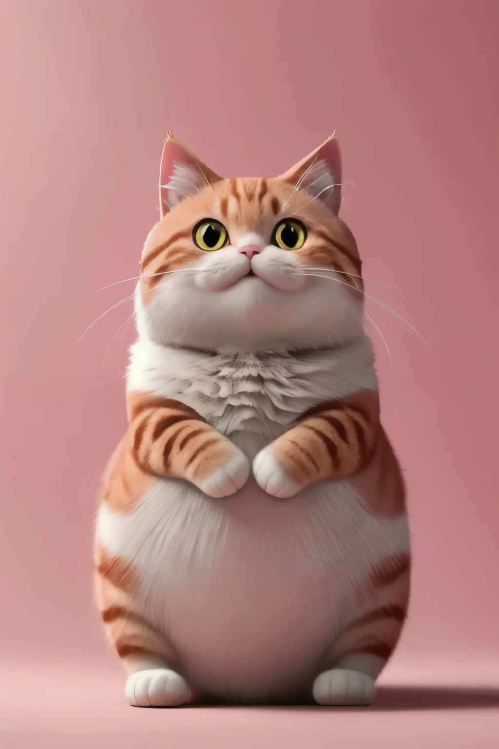 master piece,high quality,fat cute pink cat,with a belly,clean background,