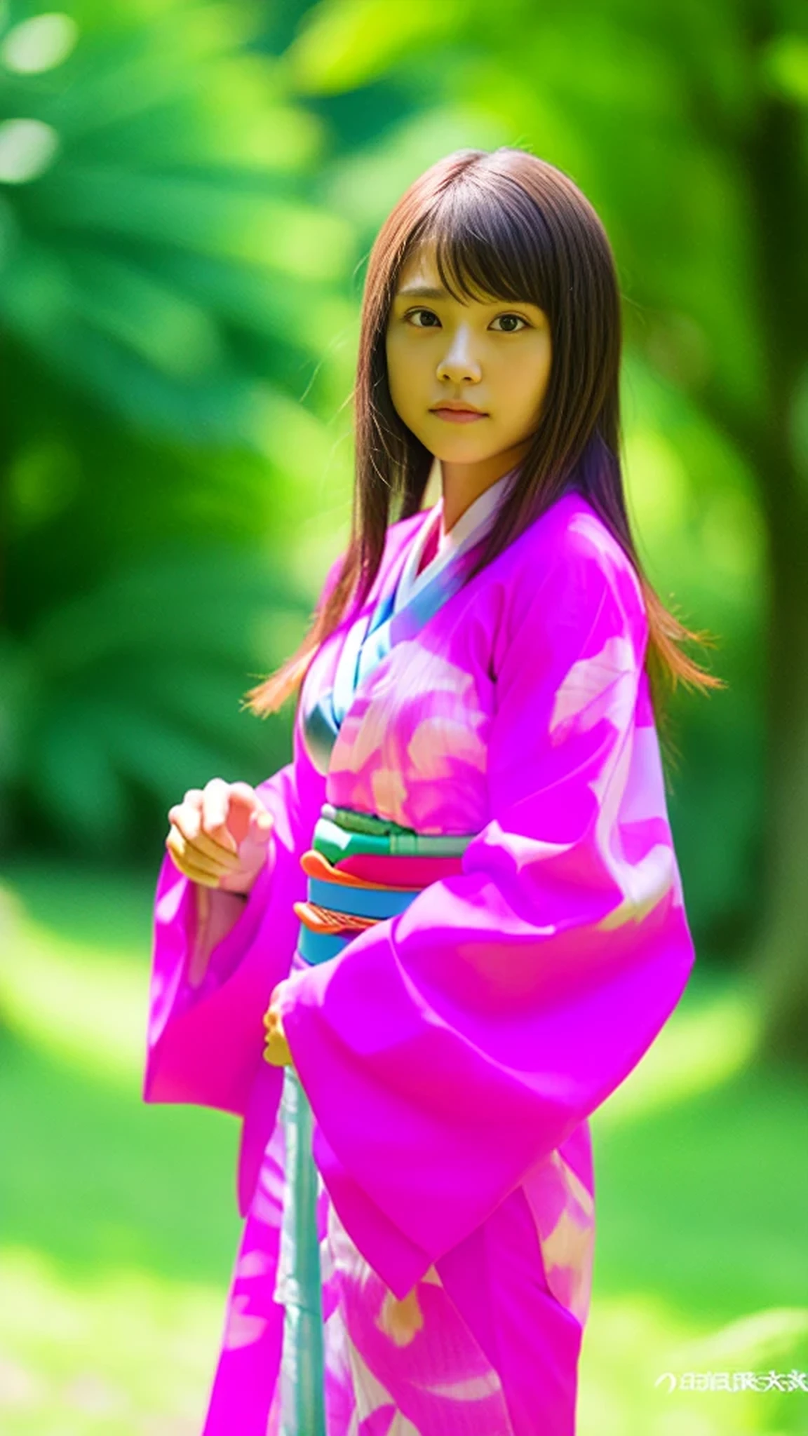 Cute Japanese woman, (16 years old), (Very cute face: 1.3), White moist skin, Looking at the camera, Melancholy expression,
BREAK,
Idol,
BREAK,
(Wearing cute kimono: 1.3), (Highly revealing kimono), Very large earrings, Short length,
BREAK,
(Fighting pose: 1.3),
BREAK,
(Long hair), (Pink hair: 1.2), (Wavy hair), (Gradient hair: 1.3), (Red hair at the ends),
BREAK,
(Realistic: 1.3), Masterpiece, Perfect lighting, (Ultra-high resolution), (8K), (Very detailed: 1.4), (From the front), (Full body: 1.4), (Symmetrical: 1.2),
BREAK,
(Shibuya city in Japan: 1.2),
BREAK,
(Demon Slayer: 1.4),
BREAK,
(Kasumi Arimura: 1.4),