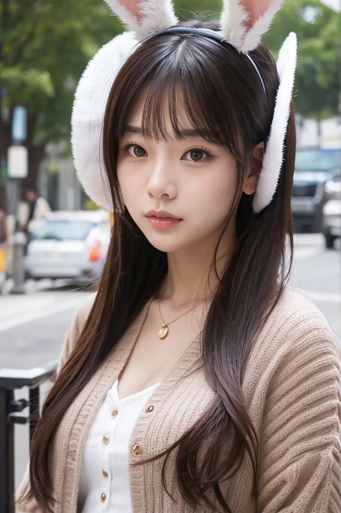 Huge 、Woman wearing rabbit ears
