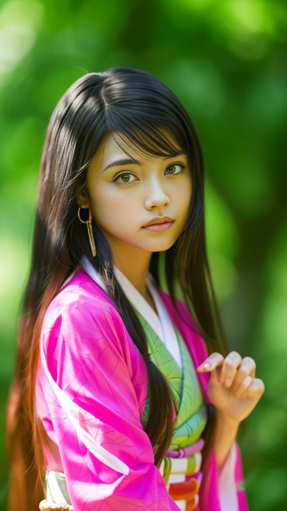 Cute Japanese woman, (16 years old), (Very cute face: 1.3), White moist skin, Looking at the camera, Melancholy expression,
BREAK,
Idol,
BREAK,
(Wearing cute kimono: 1.3), (Highly revealing kimono), Very large earrings, Short length,
BREAK,
(Fighting pose: 1.3),
BREAK,
(Long hair), (Pink hair: 1.2), (Wavy hair), (Gradient hair: 1.3), (Red hair at the ends),
BREAK,
(Realistic: 1.3), Masterpiece, Perfect lighting, (Ultra-high resolution), (8K), (Very detailed: 1.4), (From the front), (Full body: 1.4), (Symmetrical: 1.2),
BREAK,
(Shibuya city in Japan: 1.2),
BREAK,
(Demon Slayer: 1.4),
BREAK,
(Kasumi Arimura: 1.4),