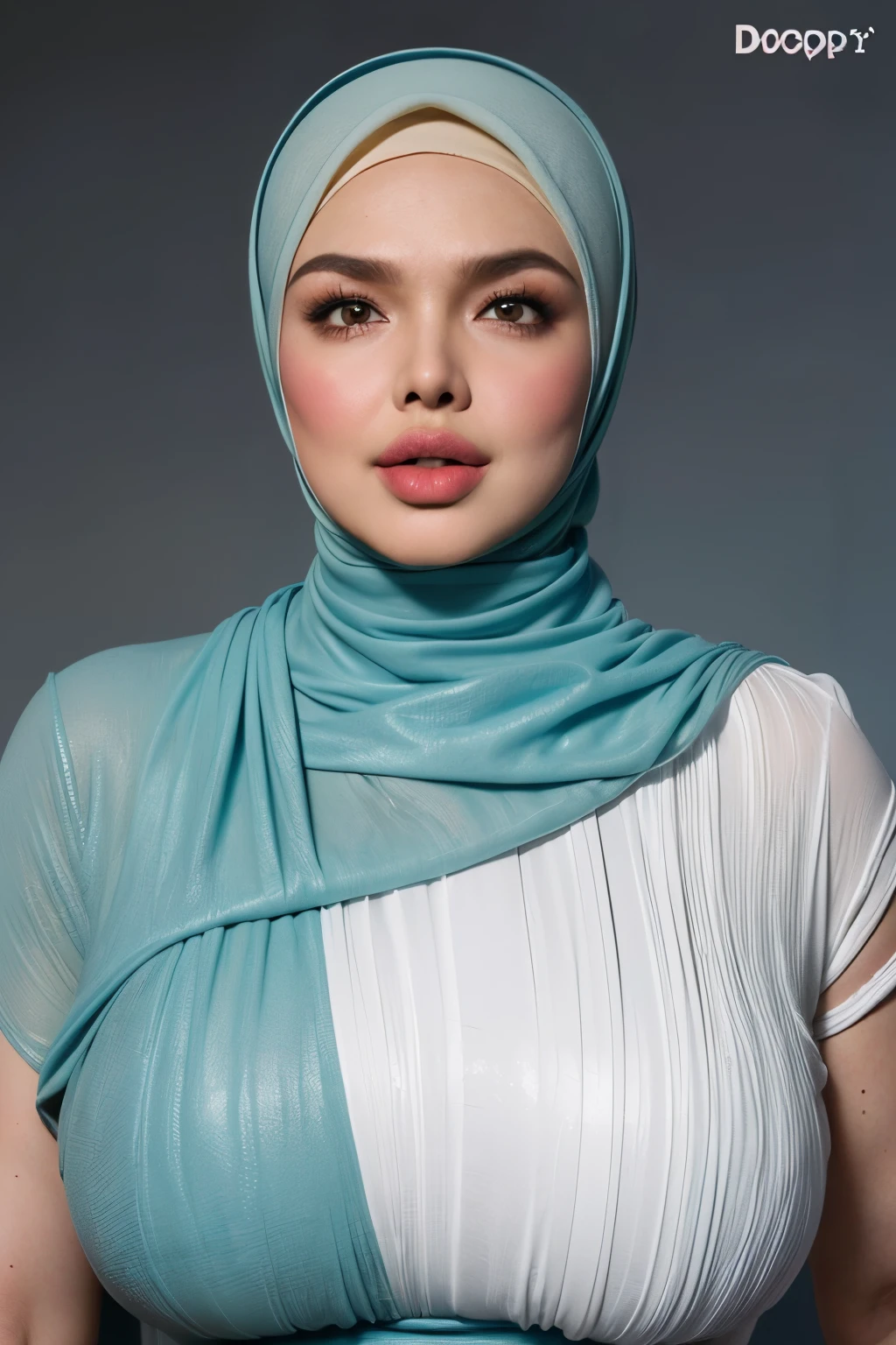(((WATER SPLASH))), (((WRAPPING STYLISH HIJAB))), ((SLEEPING BEAUTY)), ((EYES WIDE )), ((OPEN BIG HUGE EYES)), Very Thin body ((Wearing Lingerie)), (((COLOURFUL COLOR SHORT HAIR )), masutepiece, High quality, UHD 32K, Realistic face, Realistic skin feeling , A Malay Lady, . ((Face cute like a baby)), (((WATER SPLASH))), (((THICK LIPS:1.4))), (((Droopiest gigantic saggiest longest mature : 1.2)))