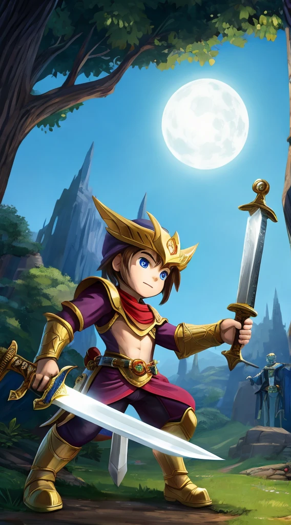 Boy with the power of life, not even animated beings giving life to objects, he has a great sword and great courage