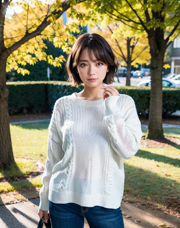 Nikon RAW Photos,8k yen, Fujifilm XT3,masterpiece, Highest quality, Realistic, photoRealistic, Super detailed,One girl,Nevshen, sweater, short hair,