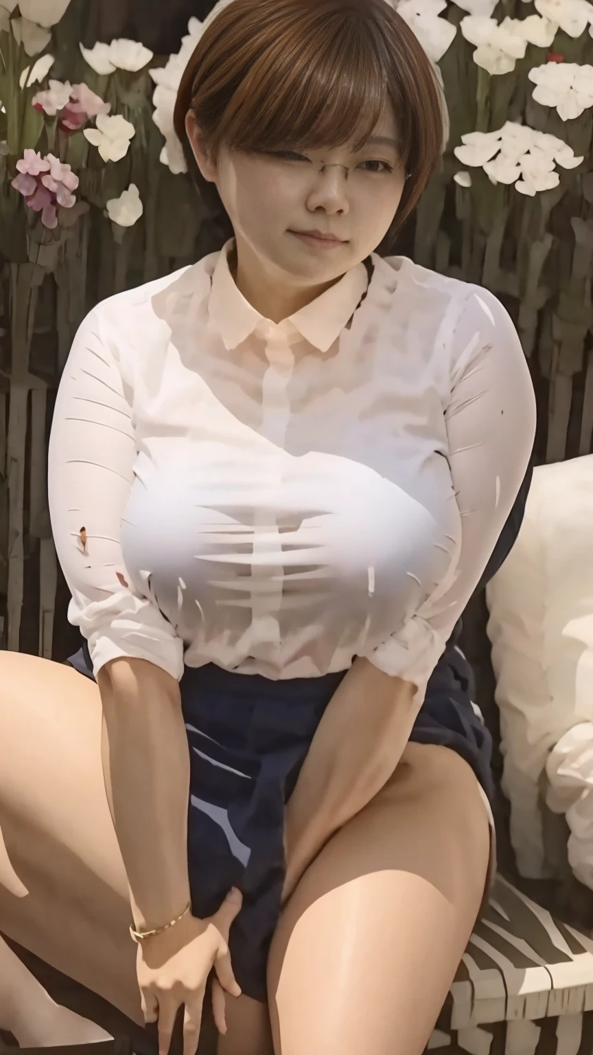 Spread your legs、Generate the whole body、shirt、skirt、Short cut、Panties、So that your head can be seen