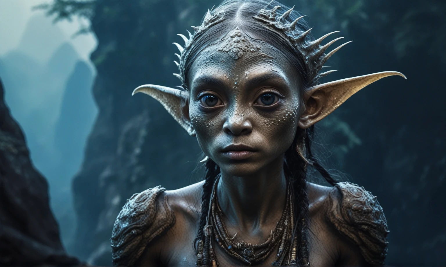 10yo,full body shot,beggar deep niobium paladium The Alien Entity,native italian babychild, wants eat,survival in criminal city of future, Technicolor,natural skin textures, hyper realism, hyper detailed,Extremely detailed,High contrast,Masterpiece,Realistic,Ultra Detailed, intricate details,realistic humid leather,extremly intricate,Epic Realistic, cinematic style,irina yermolova,high contrast,hdr,extremely detailed, deep night landscape,masterpiece,intricate details,faded,eyes extremely detailed, high detailed eyes,8k resolution,RAW,retina, Nikon Z9,China,orc,Li River in Guangxi Zhuang of China,tkt style, pointed ears,perfect, Elf,transition between two art styles, Ink painting to photorealism, Double contact, X-ray, Creative, vivid light, masterpiece, fantasy, Abstract, Surrealism, super detailed, high resolution, stop:35;(((creature with a spectral and ghostly appearance)). Her skin is pale, almost translucent,ancient rock paintings of the first people,sharkfish's leather