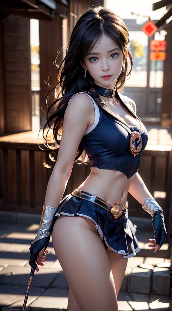 (Extreme detail CG Unity 8K wallpaper, masterpiece, highest quality), (exquisite lighting and shadow, highly dramatic picture, cinematic lens effect), (Sailor Moon: 1.1), charming smile, double tail, blue eyes, black hair, tight top, RED gloves, mini skirt, dynamic pose), the background is the universe (excellent detail, excellent lighting, wide angle), (excellent rendering, enough to stand out in its class),all,whole body,whole