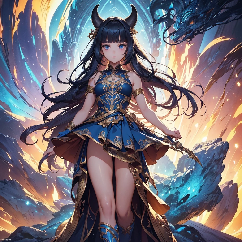 (Fantasy Illustration:1.3), (Front facing,Standing,Delicate facial expression,One person:1.5), (anime,8k,masterpiece, Highest quality, Highest quality,beautifully、aesthetic:1.2,Professional illustrations:1.2,Super detailed:1.3), Very detailed, Most detailed, Incredibly absurd, High resolution, Super detaileded, Complex:1.6, (girl), Very exquisite beautiful face and eyes, Beautiful Hair, Bob Hair, Blunt bangs, ( Beast character costumes:1.2), Guess the skin, (Abstract:1.2), cute, (Small stature,tail),