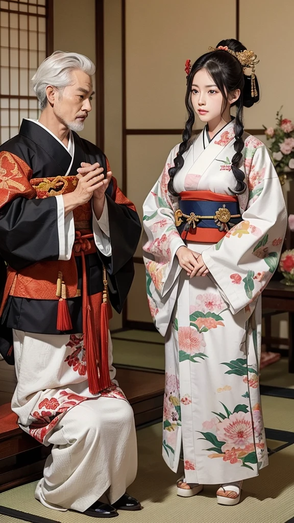 Legal Documents from the Warring States Period in Japan、Daimyo wearing kimono、Samurai explaining the law、Documents with historical background、A scene about a daimyo&#39;s marriage。