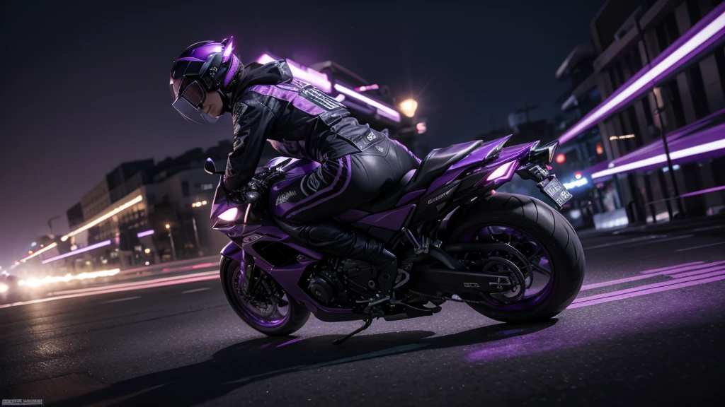 4k wallpaper with shades of purple and light with csrro in an action scene 