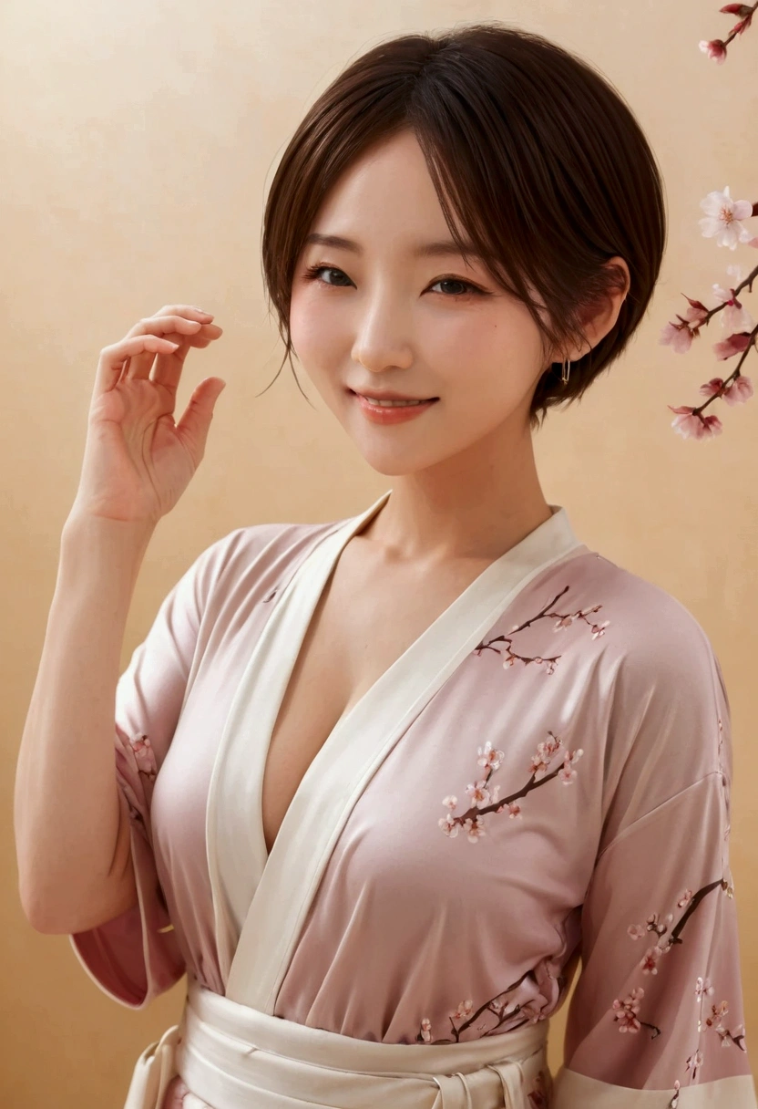 (realistic: 1.2, with the best quality, In 8K,Wetty:1.3 ), ( 20-year-old, K-POPアイドル、 cherry blossom pattern kimono, Sweat: 1.2, Wet:1.3、cleavage、big breasts:1.3、big ass、length、blonde、 bodybuildene skin, (movie lighting), soft light, ((Excited、Sexy、whole body、pheromones、bed、raise your hand))