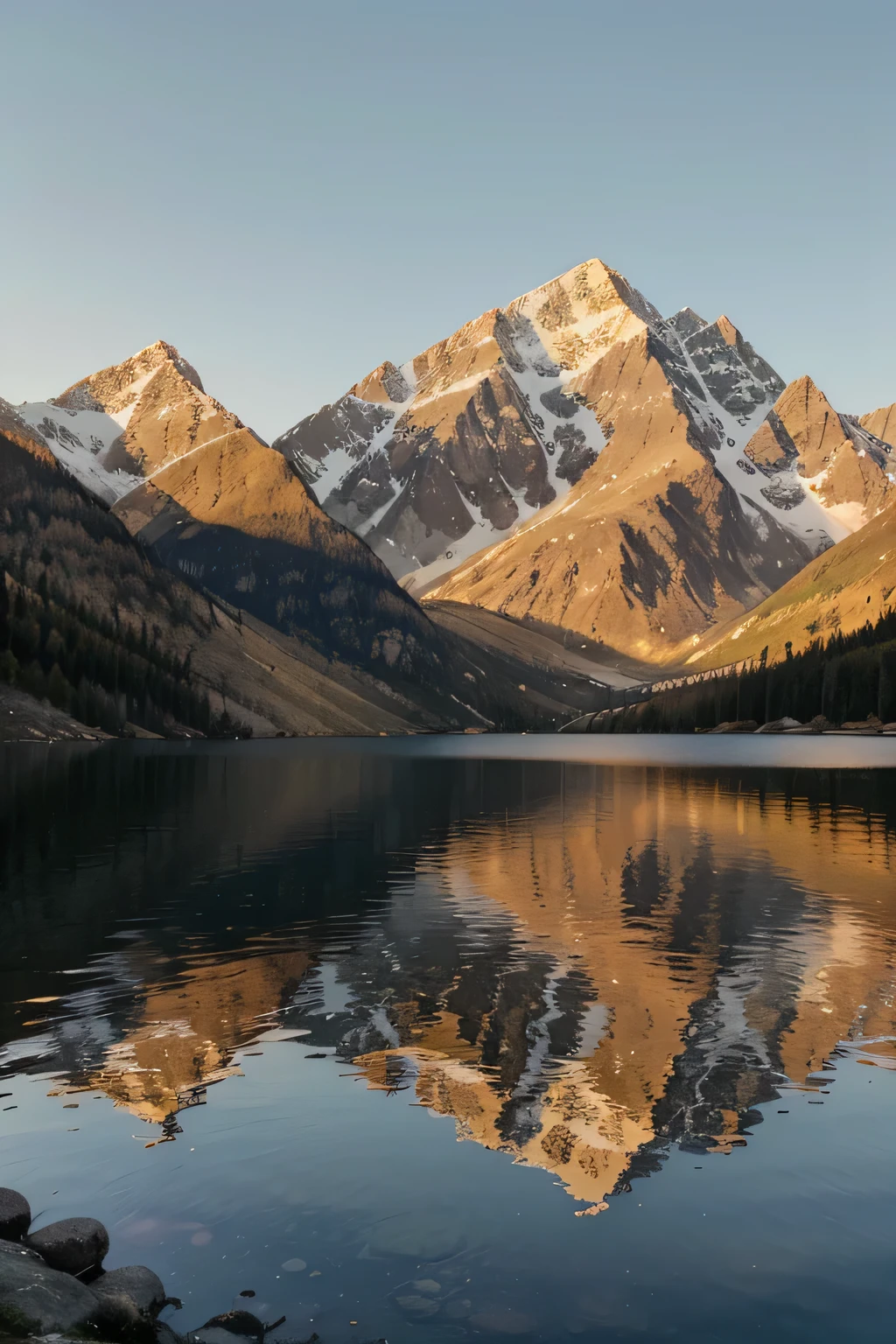 A horizontal image capturing a serene landscape at sunrise, with the sun rising behind mountains and reflecting on a calm lake. The golden light of the sun represents the hope and renewal that life gives us..