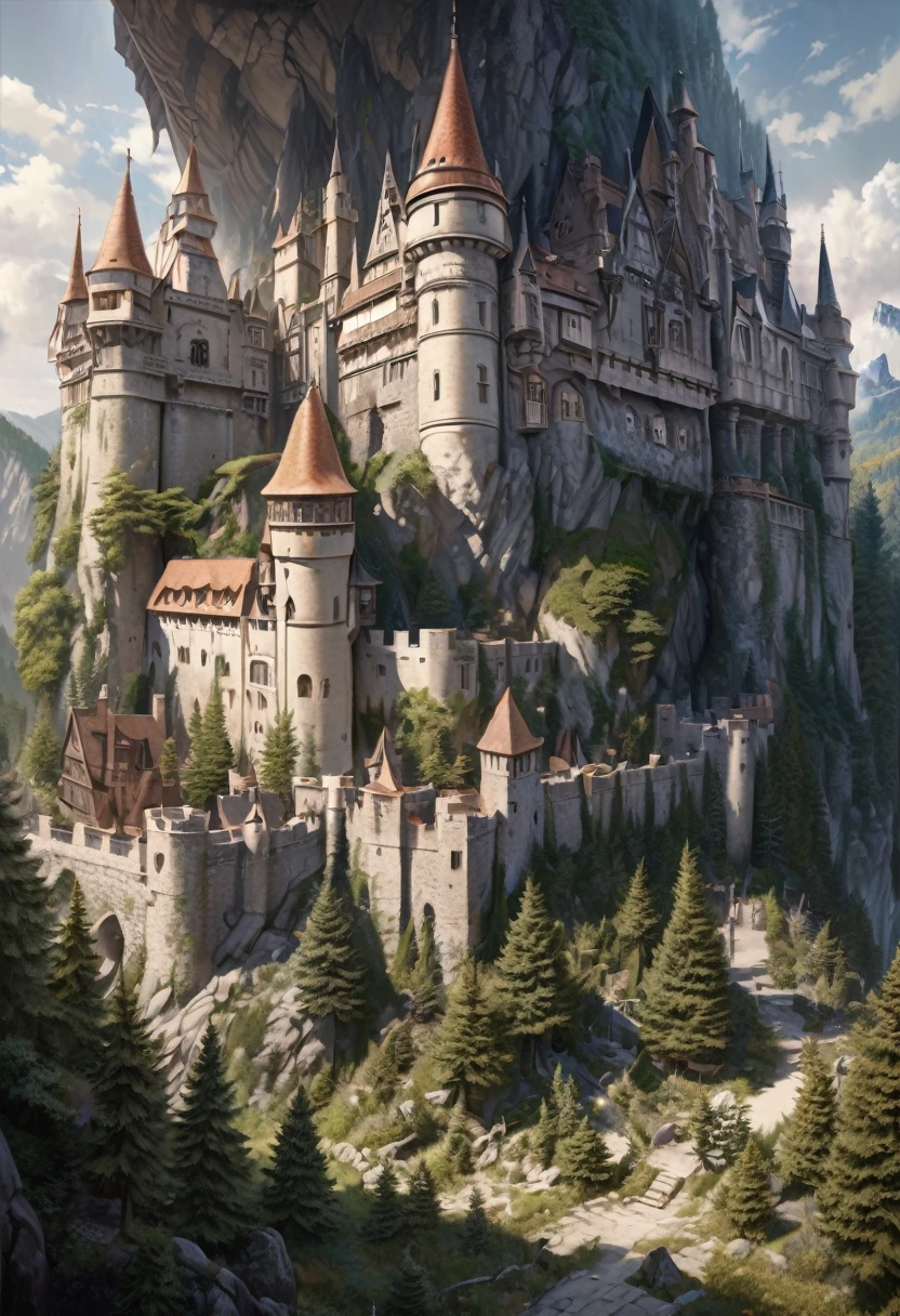 master piece,ultra-detailed,Realistic,16K,castle,forest,