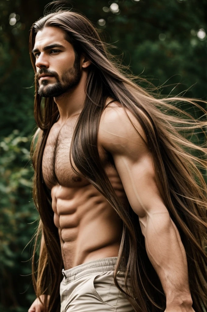 Create a man pic with long hair 