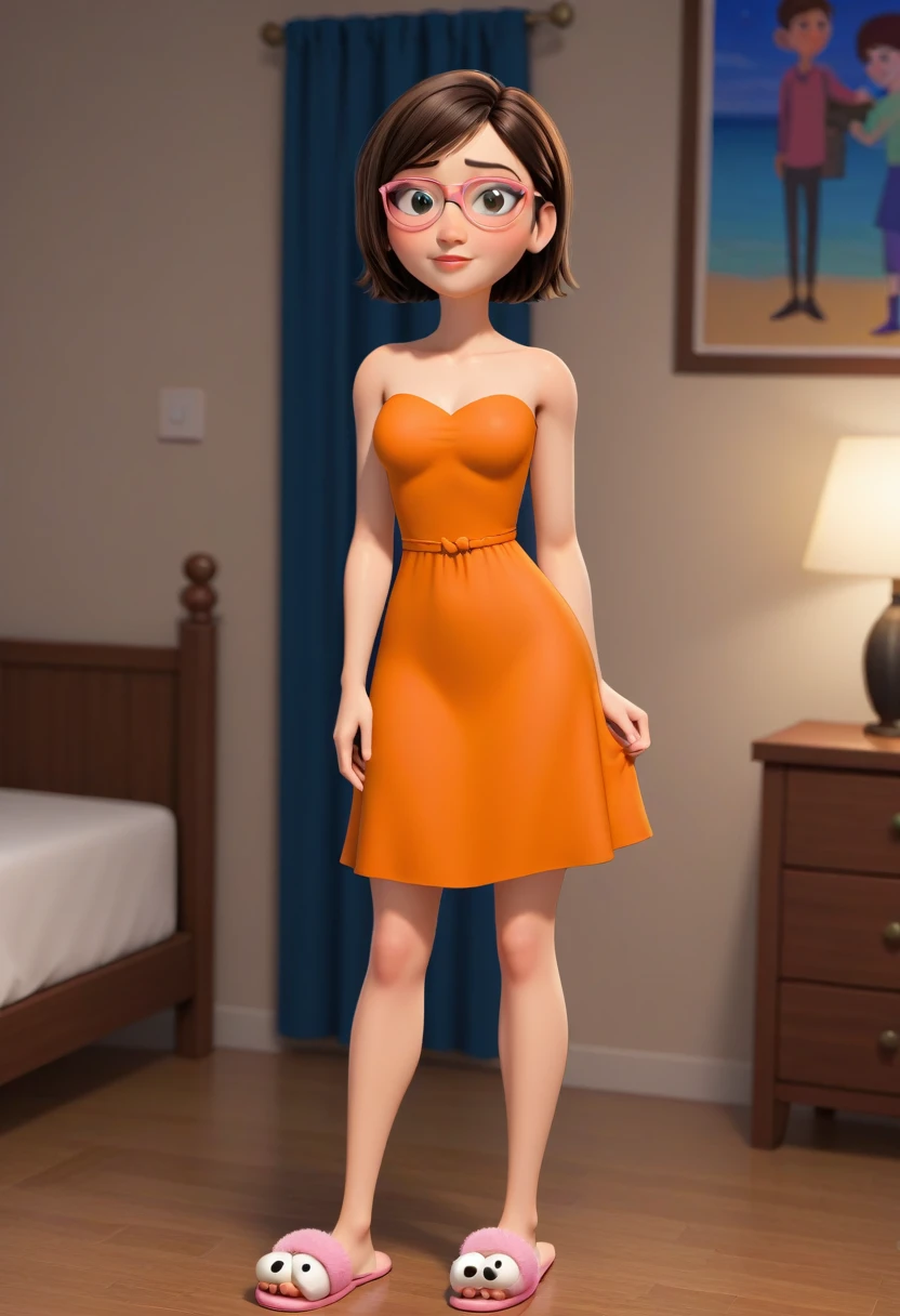 pixar character ,Pixar-style, Poster 3d Pixar-style de Uma gata femea felina chamada Agatha Ivy que tem 4 anos de idade, his eyes are blue and crossed due to his squint. Its fur is dark brown piebald and its fur is brown. She wears an orange dress and pink slippers on her paws., She wears transparent pink glasses detailed face
(best qualityer), (work of art), (better lighting), (highly detailed skin:1.0),( detailedeyes), 8k hd, dslr, soft lighting, best qualityer, film grain, Fujifilm XT3,