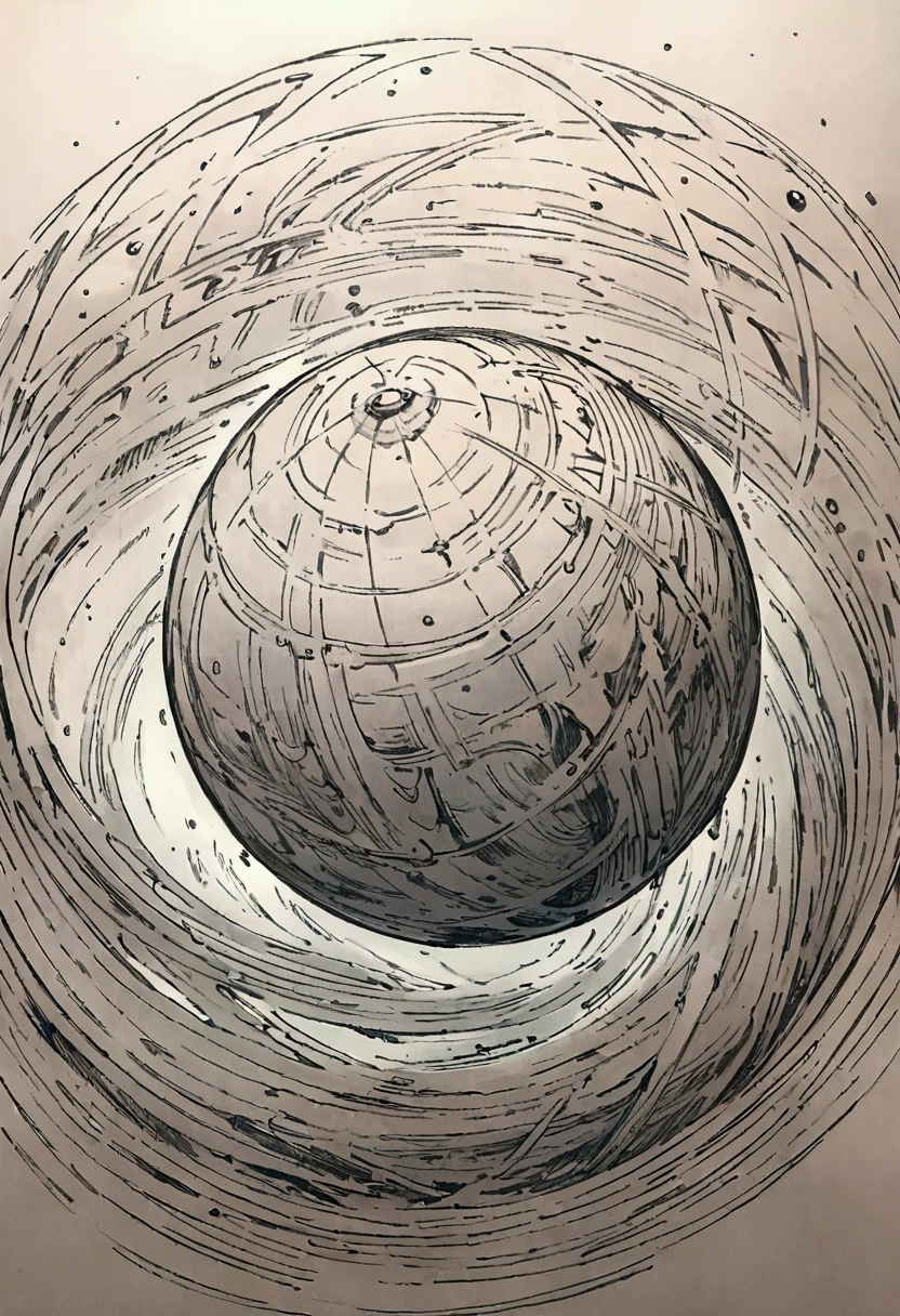 Line art、sphere、Many lines form a sphere