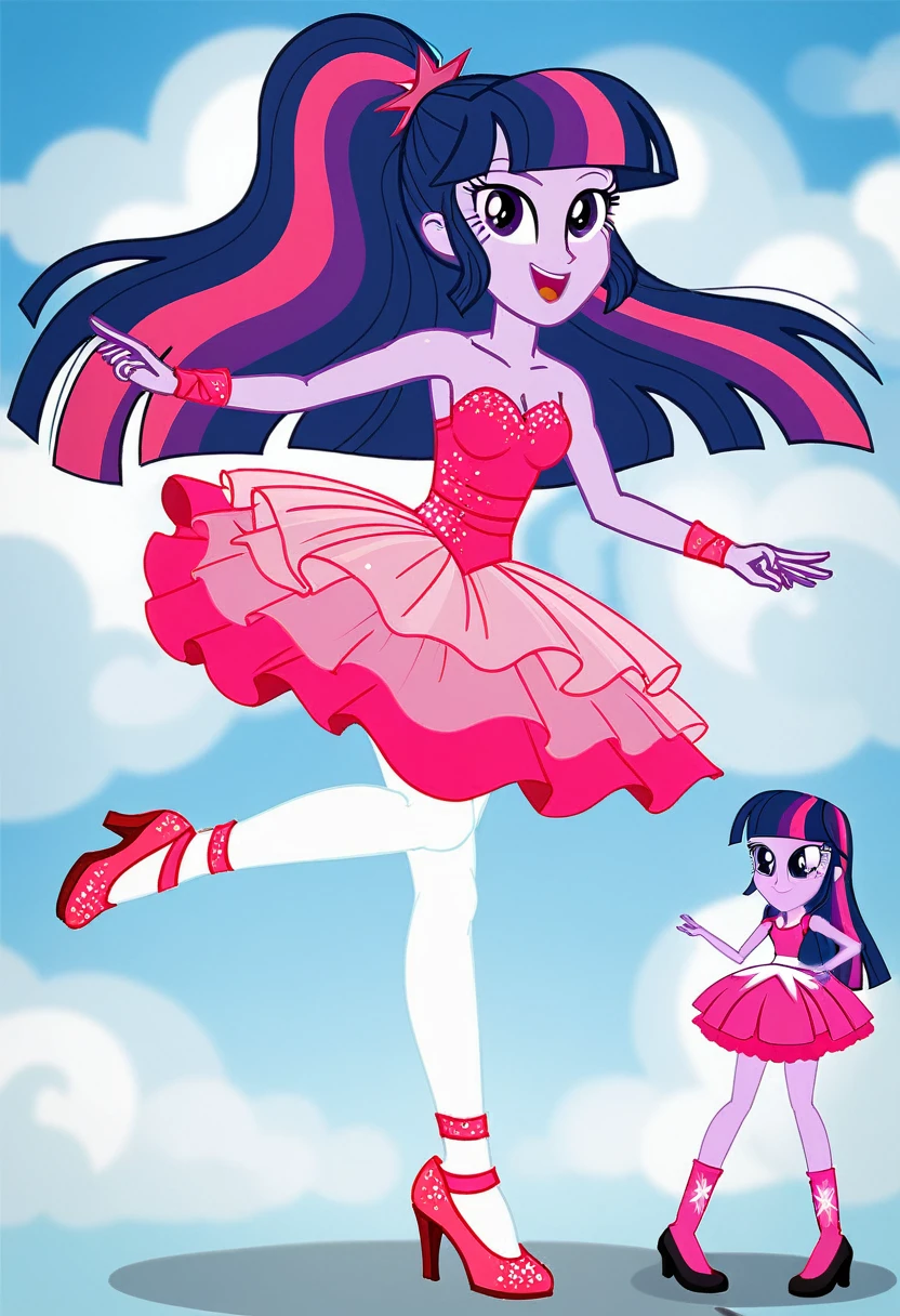 (EqG) Twilight sparkle in she dances ballet in a pink dress and white tights