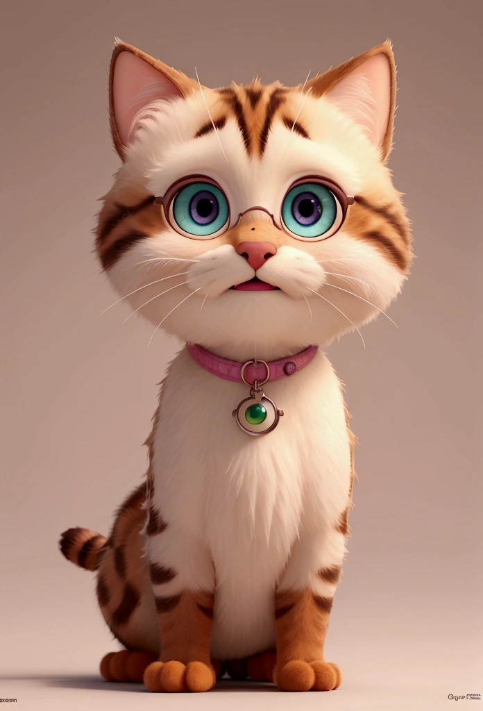 pixar character ,Pixar-style, Poster 3d Pixar-style de Uma gata femea felina chamada Agatha Ivy que tem 4 anos de idade, his eyes are blue and crossed due to his squint. Its fur is dark brown piebald and its fur is brown. She wears an orange dress and pink slippers on her paws., She wears transparent pink glasses detailed face
(best qualityer), (work of art), (better lighting), (highly detailed skin:1.0),( detailedeyes), 8k hd, dslr, soft lighting, best qualityer, film grain, Fujifilm XT3,