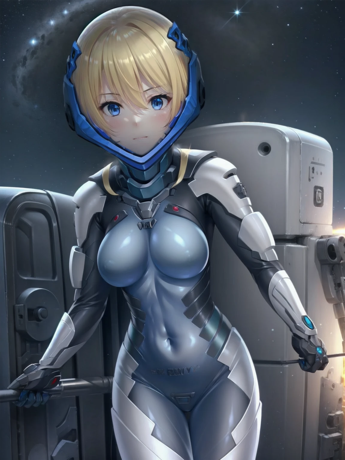 short hair, street, emo, BLACK hair, white eyes, eyeliner, apocalypse, girl, running, road, city, short hair, outdoors, cinematic light, medium breasts, covered navel, space helmet, muvluv, space helm, plug suit 02,Shikinami Asuka Langley, Evangelion, short hair,(Masterpiece: 1.4, highest quality), (intricate details), Unity8k wallpaper, super detailed, beautiful and mysterious, detailed background, realistic, solo, perfect detail face, detailed blue eyes, very detailed, blush, hair ornament, chignon mahogany hair, (blonde hair,, space helmet, eva helm, space suit,