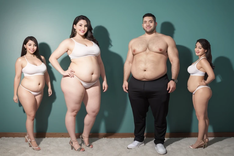 a big belly man and a big belly woman, full body shot