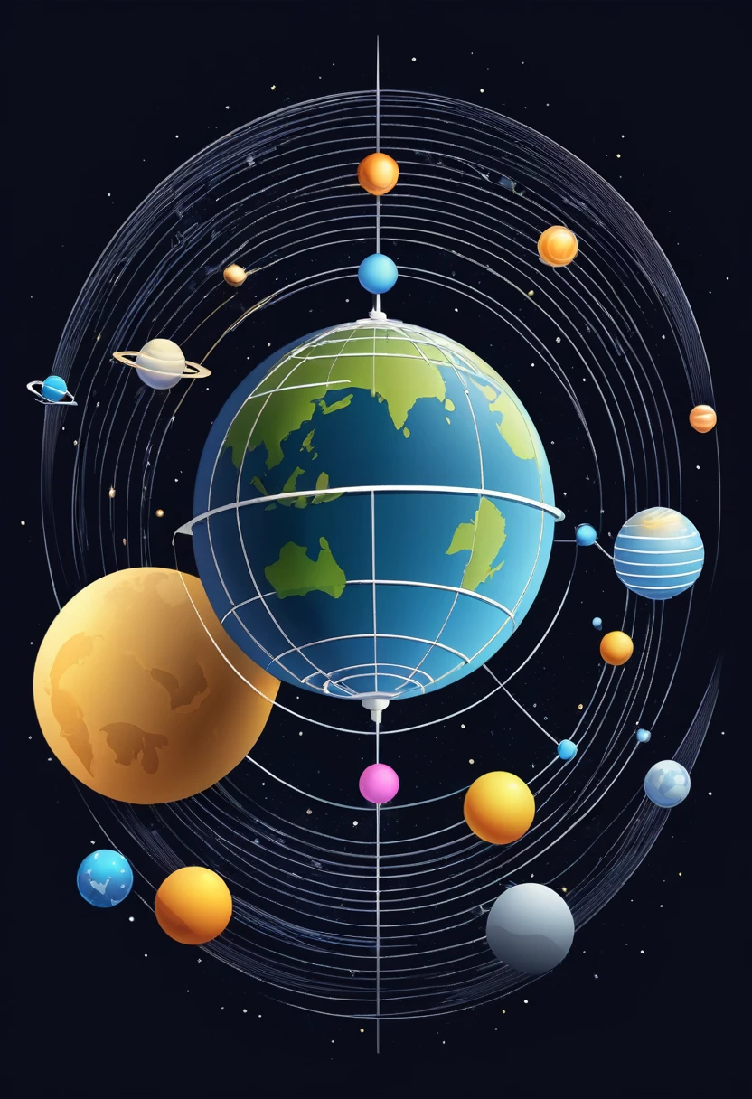 Line art、sphere、Many lines form a sphere、３d、Celestial Bodies、artificial satellite、Simple lines、Organized diagram、icon