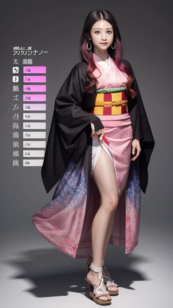 Cute Japanese woman, (16 years old), (very cute face), white moisturized skin, looking at the camera, melancholy expression,
BREAK,
Idol,
BREAK,
(wearing cute kimono: 1.3), (highly revealing kimono), very large earrings, short length,
BREAK,
(fighting pose: 1.3),
BREAK,
(long hair), (pink hair: 1.2), (wavy hair), (gradient hair: 1.3), (red hair at the ends),
BREAK,
(realistic: 1.3), masterpiece, perfect lighting, (ultra-high resolution), (8K), (highly detailed: 1.4), (from the front), (full body: 1.4), (symmetrical: 1.2), (one shot),
BREAK,
(Shibuya city in Japan: 1.2),
BREAK,
(Demon Slayer: 1.4),
BREAK,
(Imada Mio: 1.4),