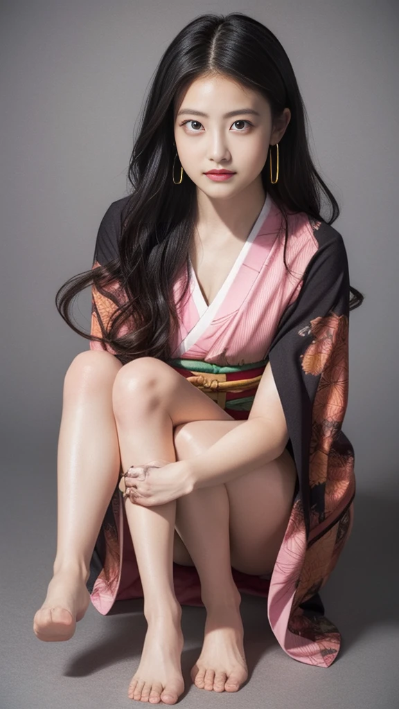 Cute Japanese woman, (), (very cute face), white moisturized skin, looking at the camera, melancholy expression,
BREAK,
Idol,
BREAK,
(wearing cute kimono: 1.3), (highly revealing kimono), very large earrings, short length,
BREAK,
(fighting pose: 1.3),
BREAK,
(long hair), (pink hair: 1.2), (wavy hair), (gradient hair: 1.3), (red hair at the ends),
BREAK,
(realistic: 1.3), masterpiece, perfect lighting, (ultra-high resolution), (8K), (highly detailed: 1.4), (from the front), (full body: 1.4), (symmetrical: 1.2), (one shot),
BREAK,
(Shibuya city in Japan: 1.2),
BREAK,
(Demon Slayer: 1.4),
BREAK,
(Imada Mio: 1.4),
