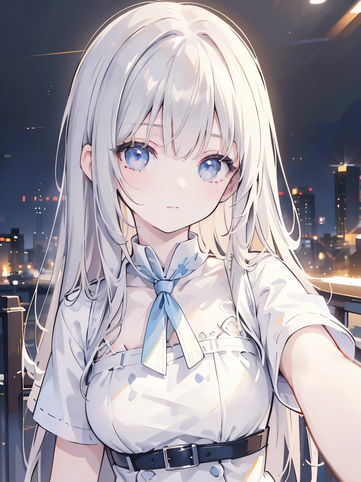 8k, Highest quality, masterpiece, Ultra-high resolution, (realism: 1.4), Original photo, (Realistic skin texture: 1.3), (Film Grain: 1.3), (Selfie angle), 1 Girl, Beautiful eyes and facial details, masterpiece, Highest quality, close, Upper Body, Looking at the audience