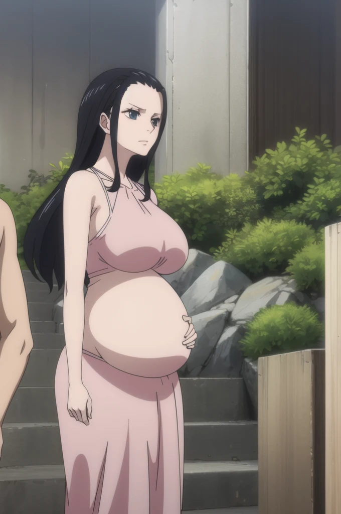 (((Pixel Perfect, Perfect in every detail))), alone, One girl, tamako kitashirakawa, , View Viewer, smile, （Huge breasts:1.5）、(Round neck short sleeve maxi knit、tight dress:1.2)、Cleavage、Pregnant women