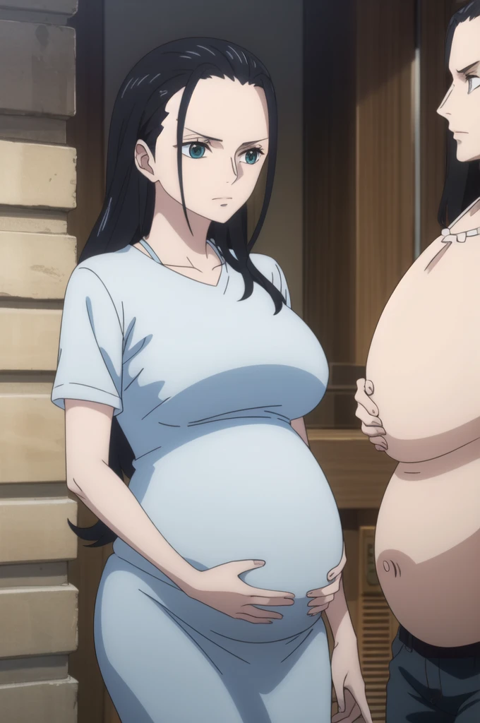 nicorob, slicked back hair, large , mature,ant, pregnant belly